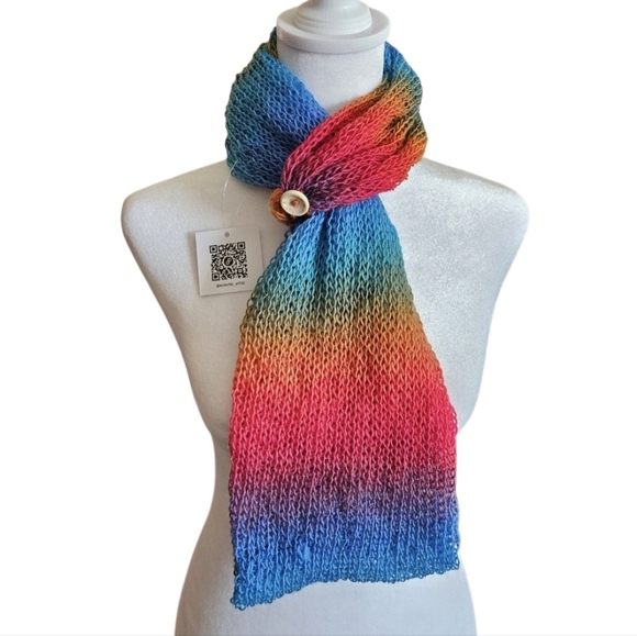 Hand knit Rainbow Crochet Magic Ball Wrap Handmade Multiway Scarf Hat Shaw Vest - Picture 4 of 17